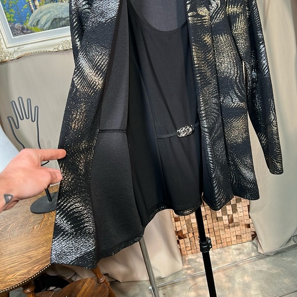 Vintage LAURA Petites Metallic Swirl Print Open Cardigan Built In Top P2P 17-18” - Picture 7 of 8